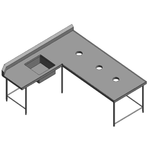 Mesa De Recibo De Loza Sucia En L de Acero Inox 304
